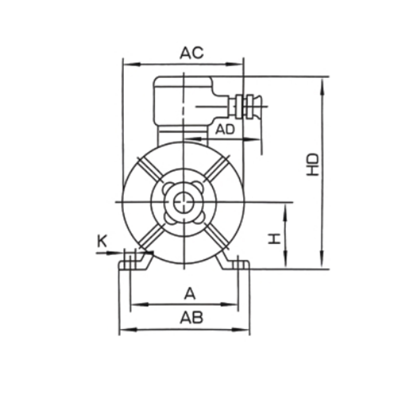 機(jī)座帶底腳、端蓋上無凸緣的電動機(jī)(B3)